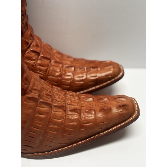 Carrilleras Boots Crocodile 7 Embossed Embroidered Pointed‎ Toe Cowgirl Heels - Picture 6 of 16